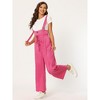 Allegra K Women's High Waist Wide Leg Belted Button Long Overalls Jumpsuit - 2 of 4