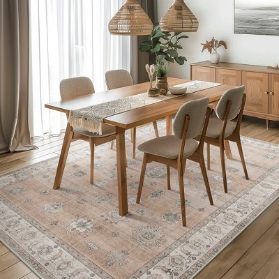 Abynow Vintage Floral Farmhouse Indoor Washable Area Rug