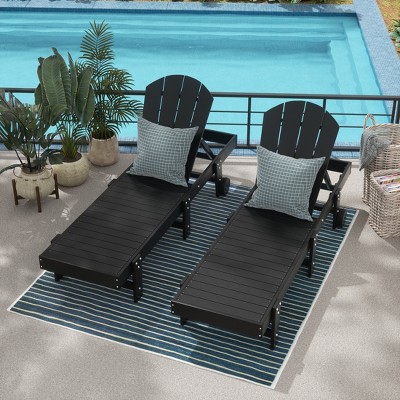 WestinTrends Malibu Adirondack Poly Reclining Chaise Lounge With Wheels (Set of 2pcs)