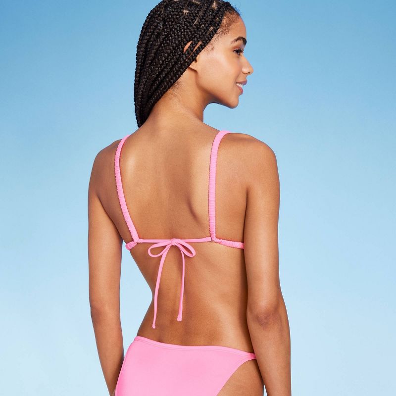 Women's Strap Triangle Bikini Top - Wild Fable™ Pink, 3 of 7