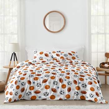 Sweet Jojo Designs Boy Full/Queen Comforter Bedding Set Watercolor Sports Theme Multicolor 3pc