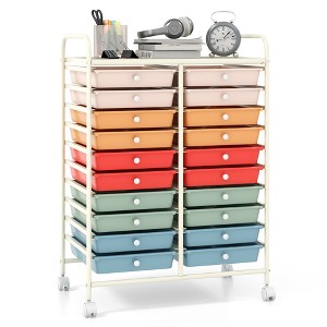 Tangkula Office Rolling Cart 20 Storage Drawers Scrapbook Paper Studio Organizer Macaron - 1 of 4