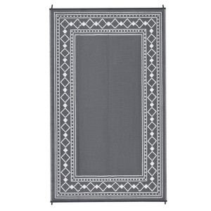 Outdoor Rug Modern Border Plastic Straw Rug Waterproof Reversible Outdoor Mat for Patio Porch Backyard Camping Picnic RV Pool Deck Beach Trailer - 1 of 4