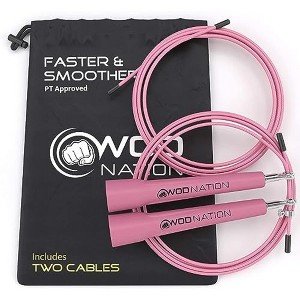 WOD Nation Adjustable Speed Jump Rope For Men, Women & Children, Fitness Skipping Rope for Boxing, MMA and Endurance (Pink) - 1 of 4