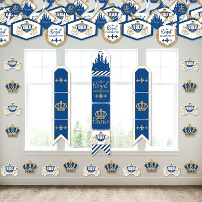 Big Dot of Happiness Royal Prince Charming - Wall and Door Hanging Decor - Baby Shower or Birthday Party Room Decoration Kit