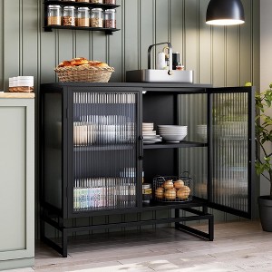 Garvee Buffet Cabinet with Glass Doors, Sideboard Cabinet with Adjustable Shelves, Freestanding Glass Doors Storage Cabinet for Kitchen, Living Room - 1 of 4