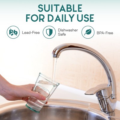 Italian Recycled Green Hiball Glass Set with Embossed Water Faucet, 16 oz