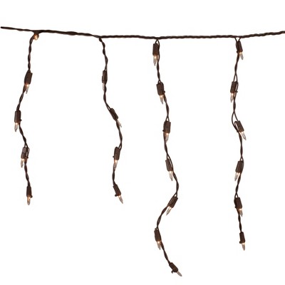 Northlight 100 Count Clear Mini Icicle Christmas Lights - 3.5 ft Brown Wire