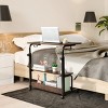 Syemin Desks Adjustable Overbed Bedside Table Overbed Bedside Table with Wheels Hospital Tray Table Adjustable with Wheel, Brown, 31.5"*15.75"*26.4" - 2 of 4