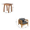 3 PCS Patio Conversation Set, 2 Club Chairs and 1 Square Coffee Table, Acacia Wood Frame Chairs with Polyester Cushion-Coolbibila - 4 of 4