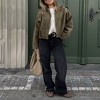 Coolmee Women's Faux Suede Bomber Jacket Lapel Coat Casual Oversized Long Sleeves Trendy Streetwear Outerwear - 3 of 4
