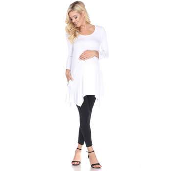 Maternity 3/4 Sleeve Kayla Tunic with Pockets - White Mark