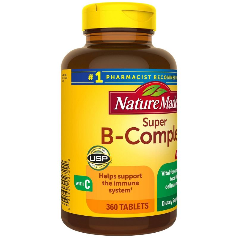 Nature Made Super Vitamin B Complex with Folic Acid + Vitamin C for Immune Support Tablets, 5 of 11