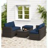 ELJGET 4 Pieces Patio Furniture Sets, All Weather Outdoor Sectional Patio Sofa, Wicker Rattan Patio Seating Sofas with Cushion and Glass Table - 3 of 4