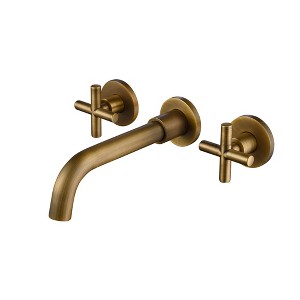 ChicFurnit Bathroom Sink Faucet Wall Mounted Design for Sleek Bathroom Sink, Gold, 13.77"*9.44"*3.14" - 1 of 4