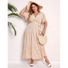 BLUEMING Plus Size Womens Dresses Floral Surplice A-Line Maxi Dress Waist Belted Floral Maxi Dress Wasit Tie Bell Sleeve Dress - 4 of 4