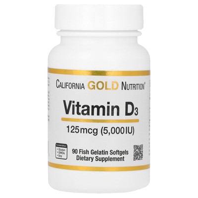 Vitamin D3 Supplement by California Gold Nutrition - Support for Healthy Bones & Teeth - Immune System Support - Gluten Free, Non-GMO - 125 mcg (5,000