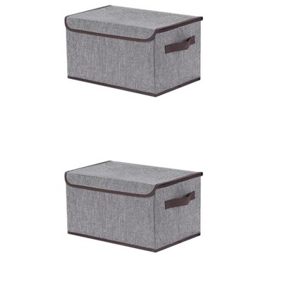 REGALWOVEN Fabric Shelves Closet Collapsible Storage Bin Cube with Handles and Lid 2 Pcs