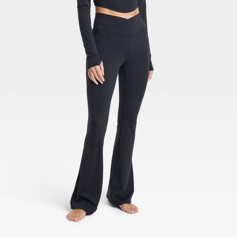 Women's Crossover Waistband Split Flare Leggings - Joylab™ Black S : Target