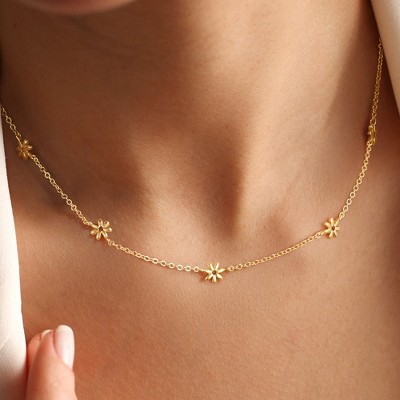 Turandoss 18K Gold Choker Necklace for Women Girls - Dainty Charm Necklaces Non Tarnish, Gold Jewelry for Women, Birthday Gifts for Girls, 15+2.5In