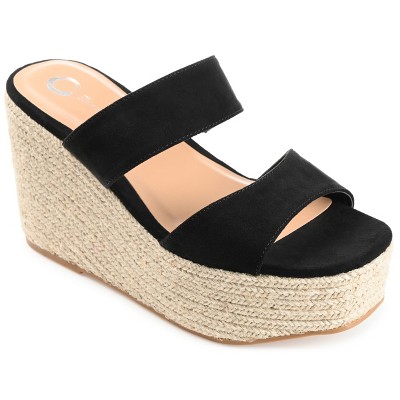 Journee Collection Womens Ilyana Tru Comfort Foam Wedge Heel Espadrille Sandals Black 9.5