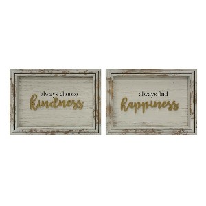 Transpac MDF Distressed sed White Gold Sign Set of 2 Home Decorations Spring - 1 of 1