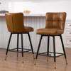 Bekrvio 26" Swivel Counter Height Bar Stools Set of 2,Modern Faux Leather Upholstered with Back,Counter Stool Chairs for Kitchen Island - 2 of 4