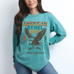 Simply Sage Market American Rebel Spirit Distressed Garment Dyed Long Sleeve - 1 of 4