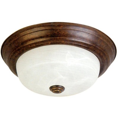 Yosemite Home Decor JK101-11DB 2-Light Flush Mount with Marble Glass Shade, Dark Brown, 11-Inch