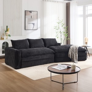 133.86" Modern Polyester Upholstered Modular Sectional Sofa with Deep Seats, Right-Facing Chaise Lounge for Living Room, No Assembly Required - 1 of 4
