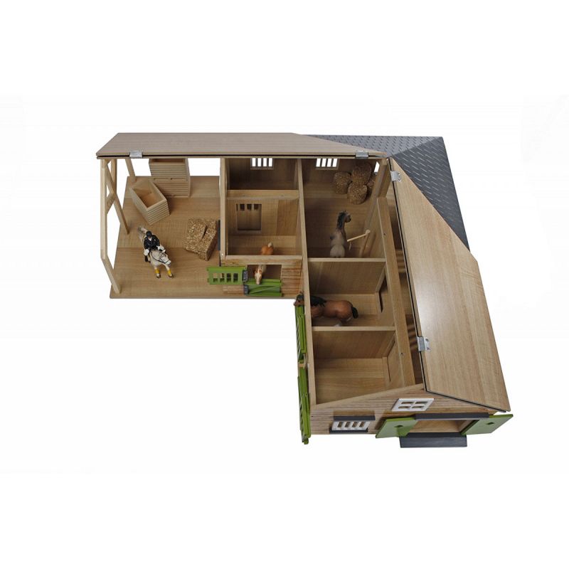 Universal Hobbies 1/24 Kids Globe Wooden Horse Stable with 4 Boxes, Storage and Wash Box, 610211, 2 of 5