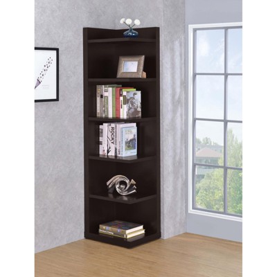 Vynxaria 6-Tier Corner Bookcase Space-Saving for Small Areas, 6 Shelves, Organizes Books/Decor, Enhances Room Aesthetics