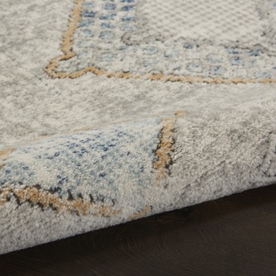 Reversible Grey/Ivory/Blue Diamond Synthetic Area Rug 3' x 5'