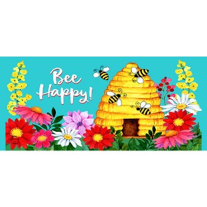 Briarwood Lane Spring Bee Happy Hive Mini Mat 22x10 Indoor Outdoor For Spring Doormat - 1 of 2