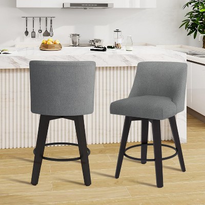 Dyonery 26" Bar Stools Set of 2/3, Modern PU Leather Counter Height Stools with Metal Legs & Footrest, Armless Chairs with Back for Kitchen