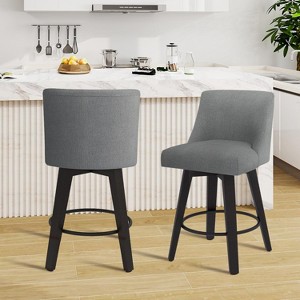 Dyonery 26" Bar Stools Set of 2/3, Modern PU Leather Counter Height Stools with Metal Legs & Footrest, Armless Chairs with Back for Kitchen - 1 of 4