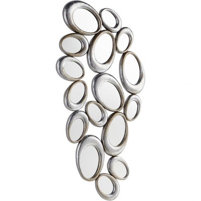 Silver Geometric Oval Wall Mirror Art Piece