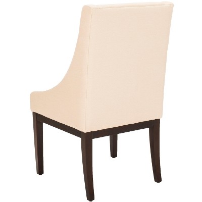 Elegant Transitional Sloping Armchair in Natural Cream with Cherry Mahogany Legs