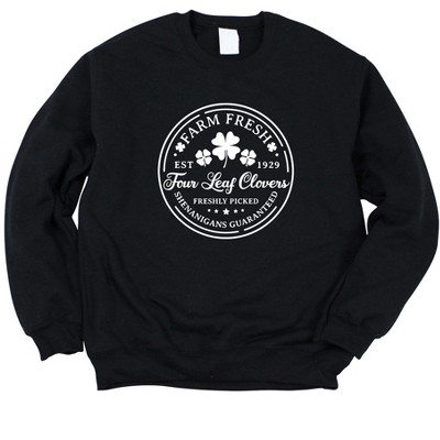 Simply Sage Market Women's Graphic Sweatshirt Farm Fresh Four Leaf Clovers St. Patrick's Day