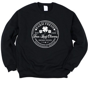 Simply Sage Market Women's Graphic Sweatshirt Farm Fresh Four Leaf Clovers St. Patrick's Day - 1 of 3