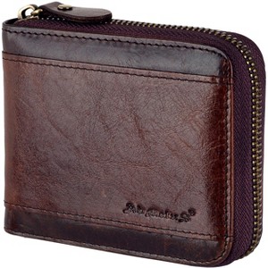 Generic Men gifts Genuine Leather Short Zip Cowhide Wallet credit card ID Purses 2 - 1 of 4