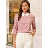 Allegra K Women's Polka Dots Contrast Peter Pan Collar 3/4 Sleeves Blouse - 2 of 4