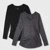 Long Sleeve Scoop Neck 3pk Bundle Maternity T-Shirt - Isabel Maternity by Ingrid & Isabel™ Black/White/Gray - image 3 of 3