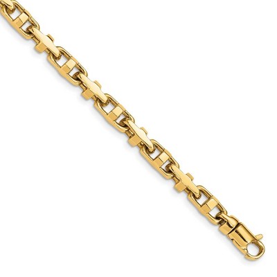Black Bow Jewelry 5mm 14K Yellow Gold Solid Fancy Anchor Chain Bracelet, 8.75 Inch