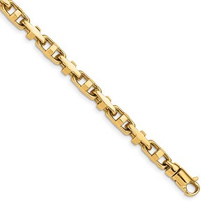 Black Bow Jewelry 5mm 14K Yellow Gold Solid Fancy Anchor Chain Bracelet, 8.75 Inch - 1 of 3