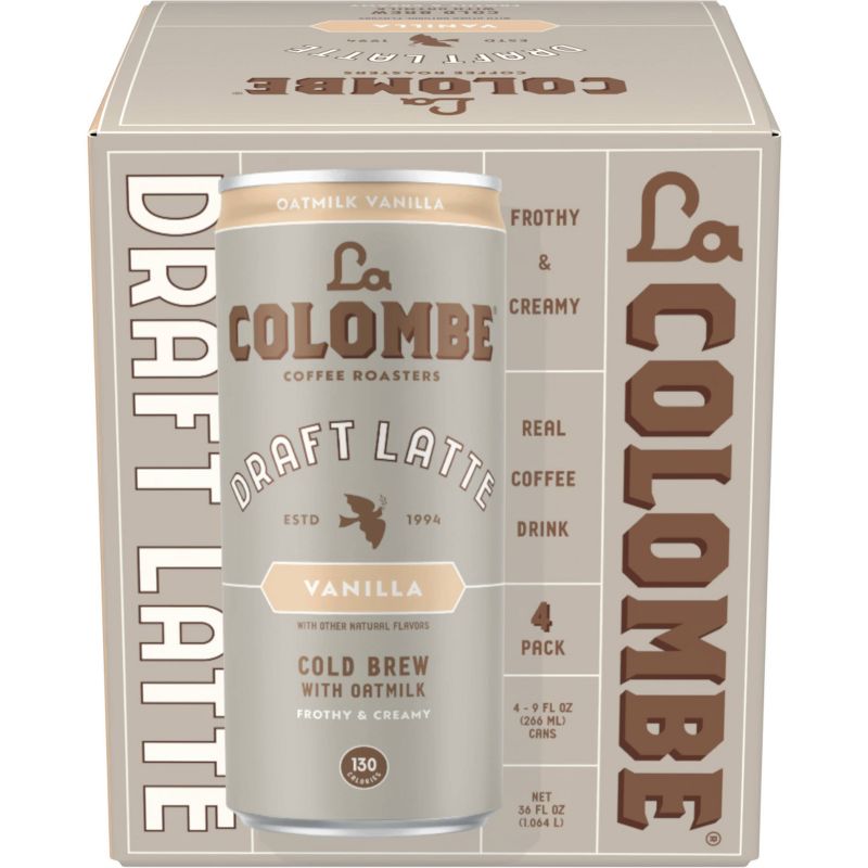La Colombe Vanilla Draft Latte with Oatmilk - 4pk/9 fl oz Cans, 1 of 10