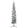 vidaXL Christmas Tree Decoration Slim Artificial Half Xmas Tree with Stand - White and Green 94.5" - 2 of 4
