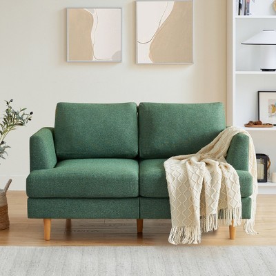 GYIIYUO Loveseat Sofa 56", Small Couches for Small Spaces, Mid Century Love Seat Couches for Living Room, Upholstered 2-Seater Small Couch, Green