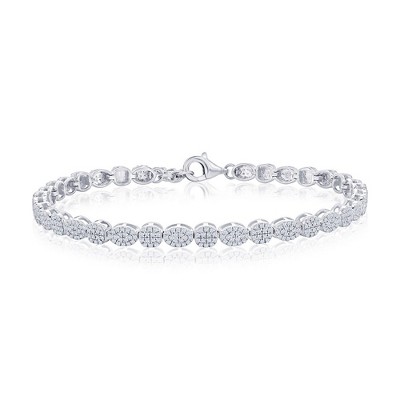 Diamonds D'Argento Sterling Silver, Oval & Round Diamond Bracelet - (704 Stones) - Silver - 7.5 Inch