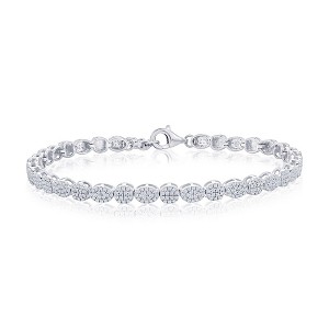 Diamonds D'Argento Sterling Silver, Oval & Round Diamond Bracelet - (704 Stones) - Silver - 7.5 Inch - 1 of 2